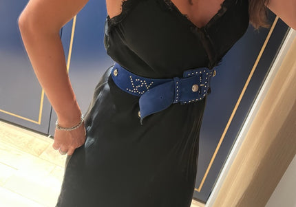 Ceinture YSL vintage bleu daim - 4