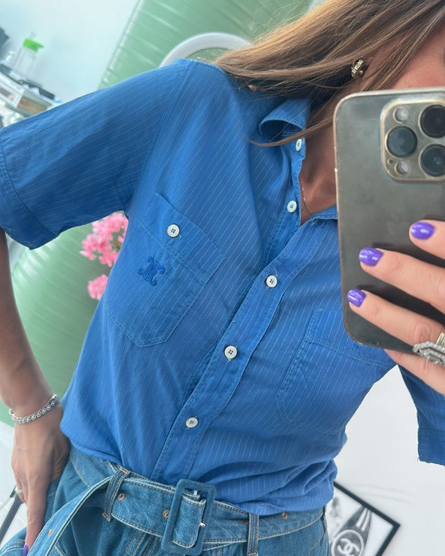 Chemise Vintage celine Paris – 100% Coton – Logo Brodé – T42 - 3