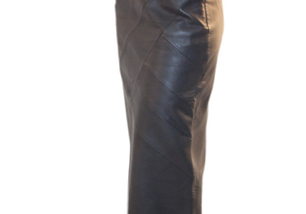 JUPE LONGUE EN CUIR GRISE VINTAGE
