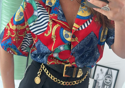 Chemise vintage motif chaînes T40 - 1