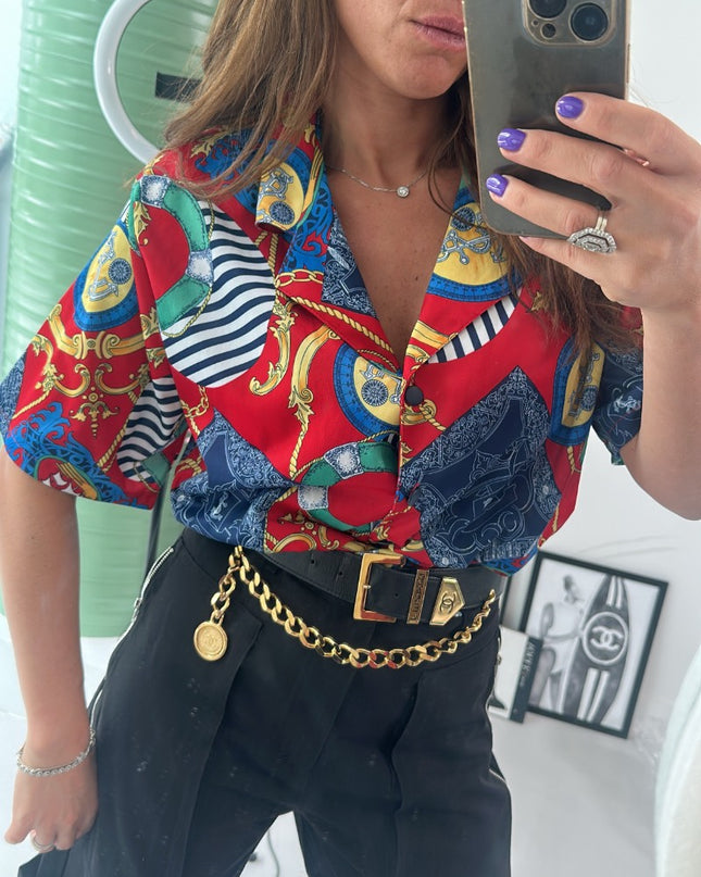 Chemise vintage motif chaînes T40 - 1