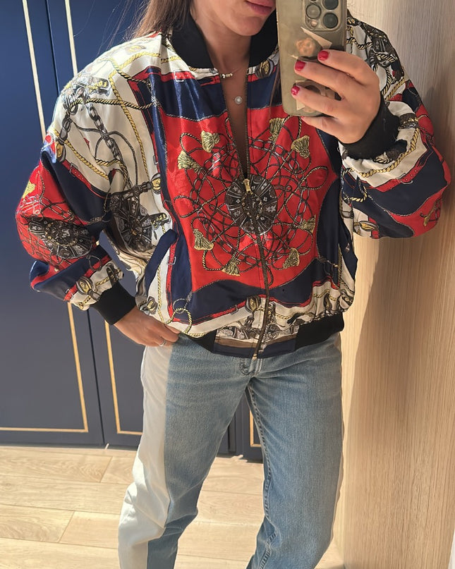 Vintage Satin Bomberjacke Blouson - 1
