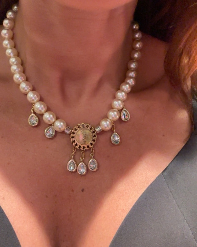 Collier bouton YSL upcycle - 1