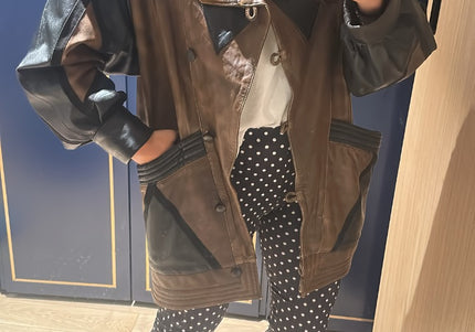 Veste en cuir vintage YSL des années 80 - 1