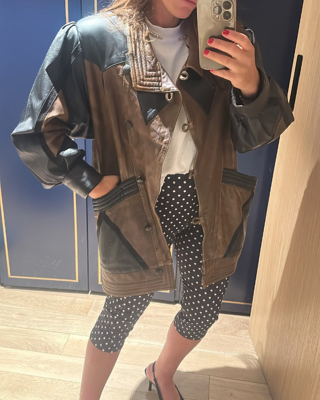 Veste en cuir vintage YSL des années 80 - 1