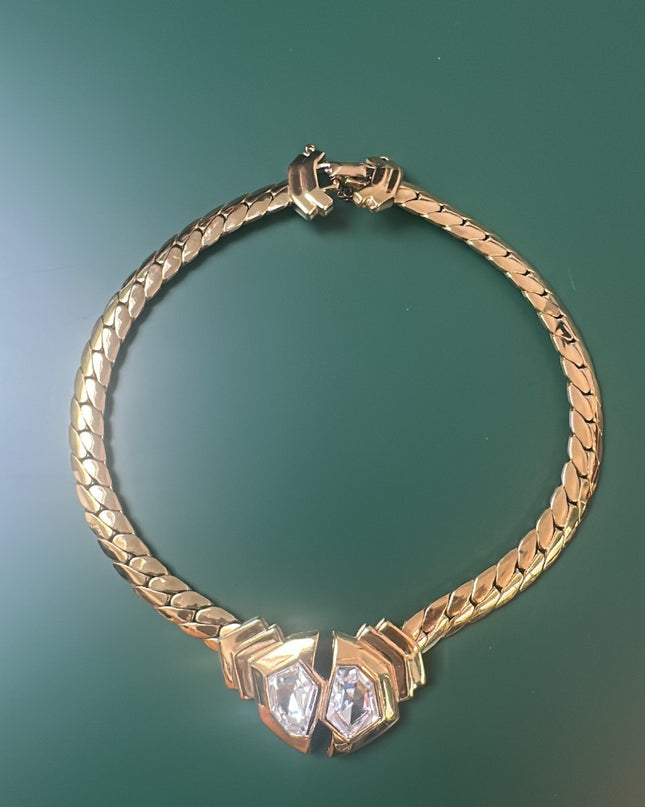 Collier vintage métal doré - 4
