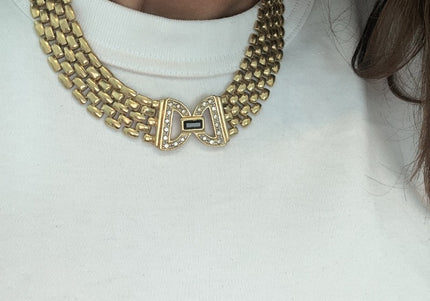Collier ras du cou plaqué or et strass - 2