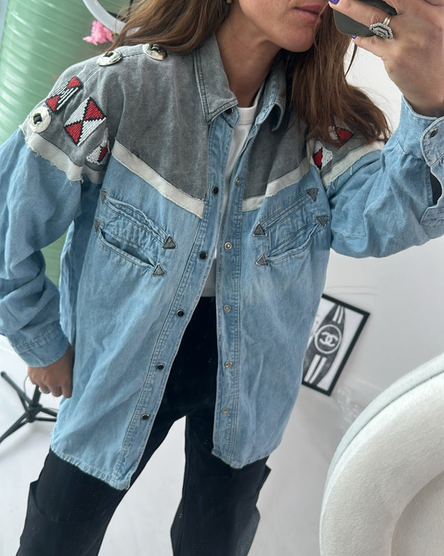Chemise en jeans Johnny Hallyday taille M vintage - 1