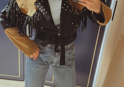 BLOUSON EN DAIM FRANGES