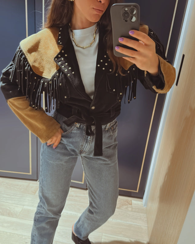 BLOUSON EN DAIM FRANGES