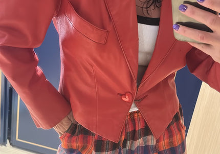 Blouson en cuir Christian dior avec bouton coeur - 1