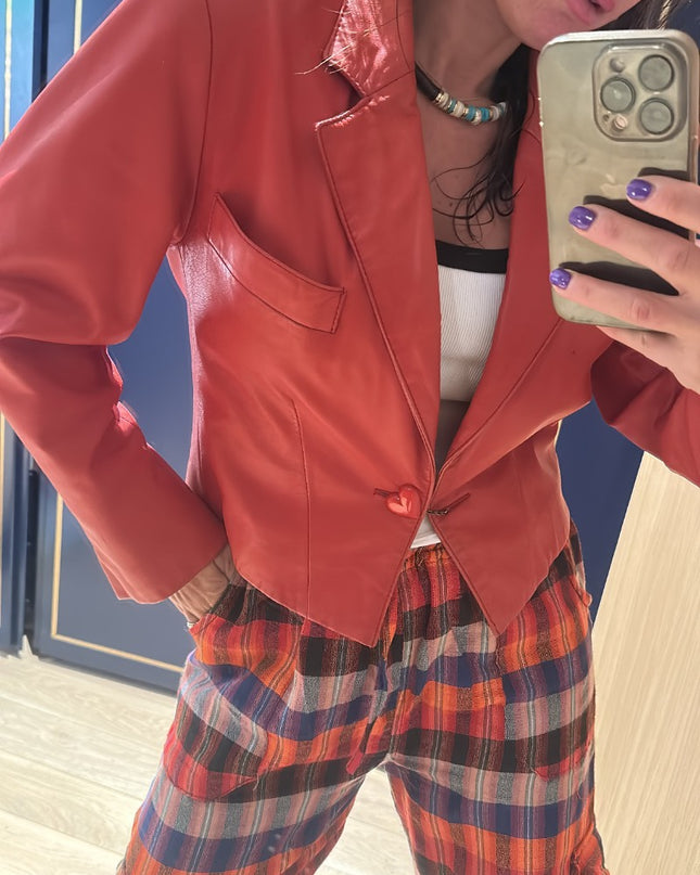 Blouson en cuir Christian dior avec bouton coeur - 1
