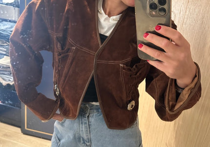 Veste boléro en daim vintage - 1