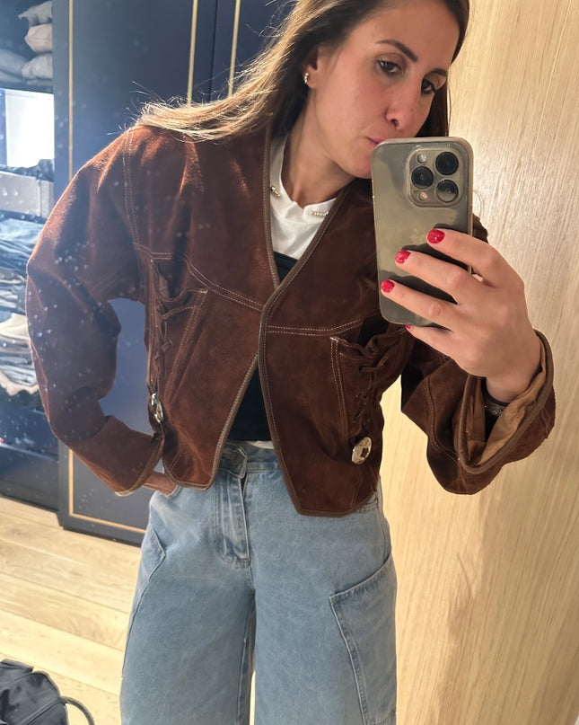 Veste boléro en daim vintage - 1