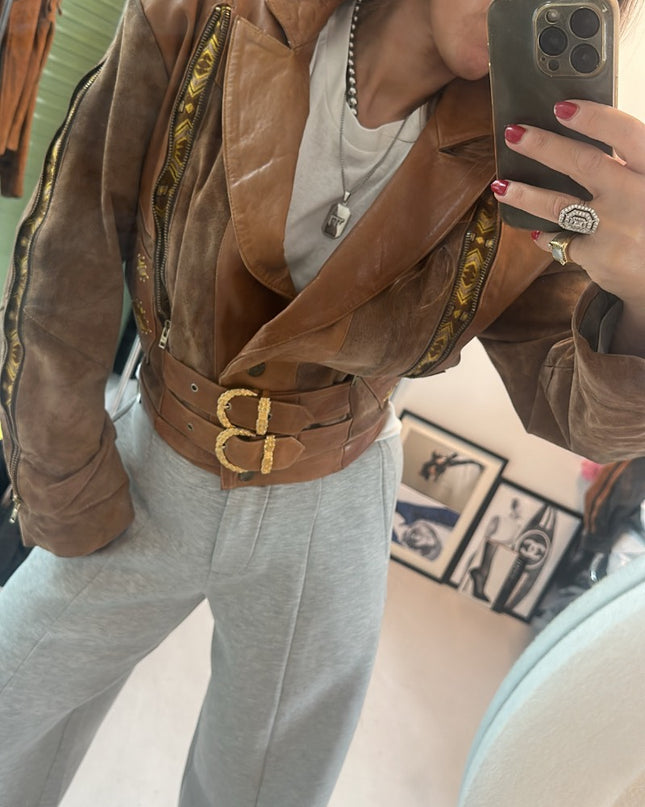 Veste en cuir western vintage