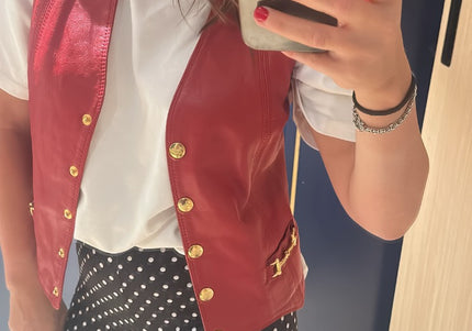 Veste sans manche en cuir Céline - 1
