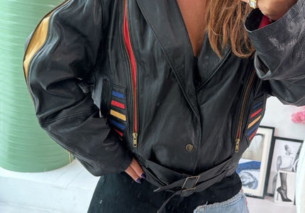 Veste Cuir années 80 Rock vintage - 1