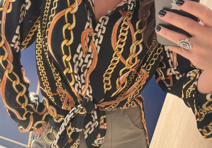 Chemise vintage motif chaînes T40 - 1