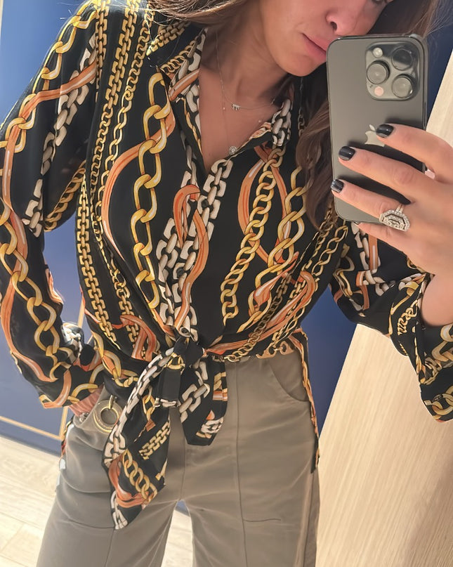 Chemise vintage motif chaînes T40 - 1