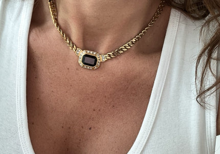 Collier ras du cou perle et strass 80 - 2