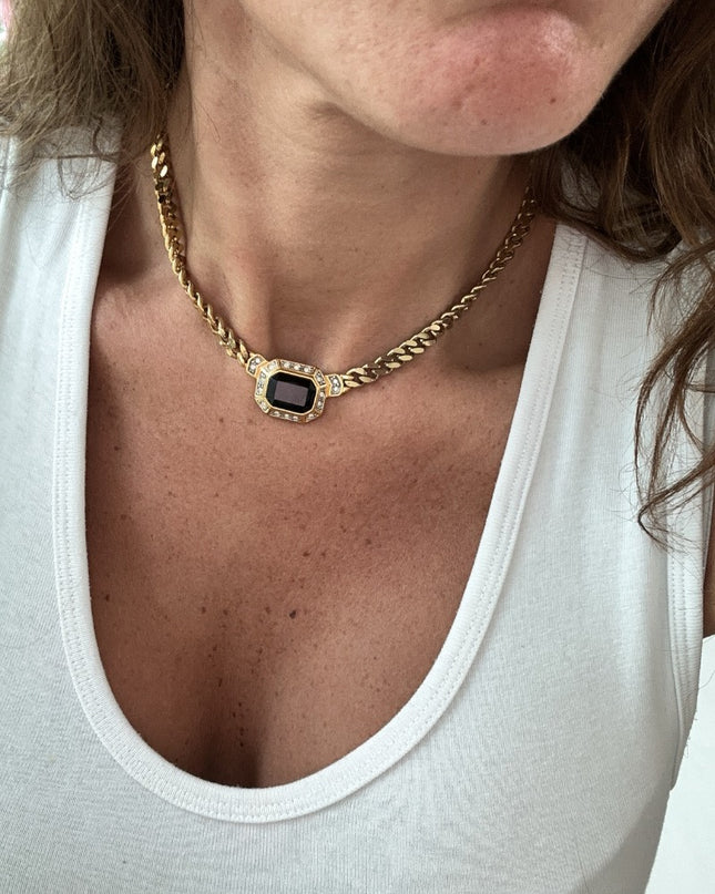 Collier ras du cou perle et strass 80 - 2