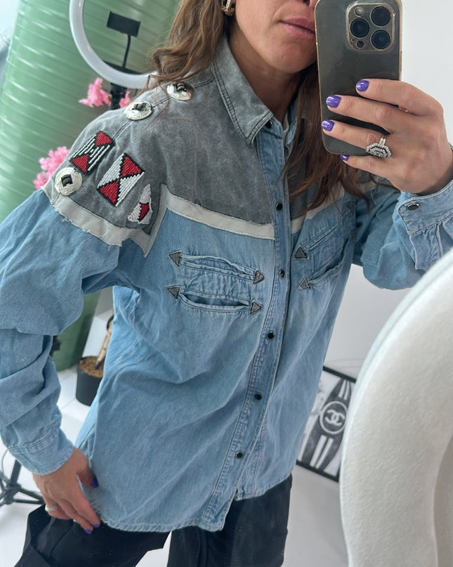 Chemise en jeans Johnny Hallyday taille M vintage - 3