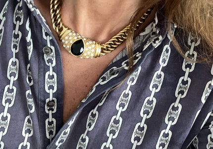 Collier vintage doré & noir - 1