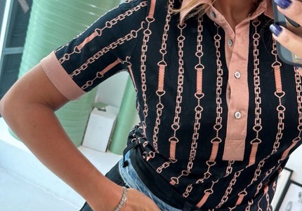 Polo Céline vintage noir & rose - 2