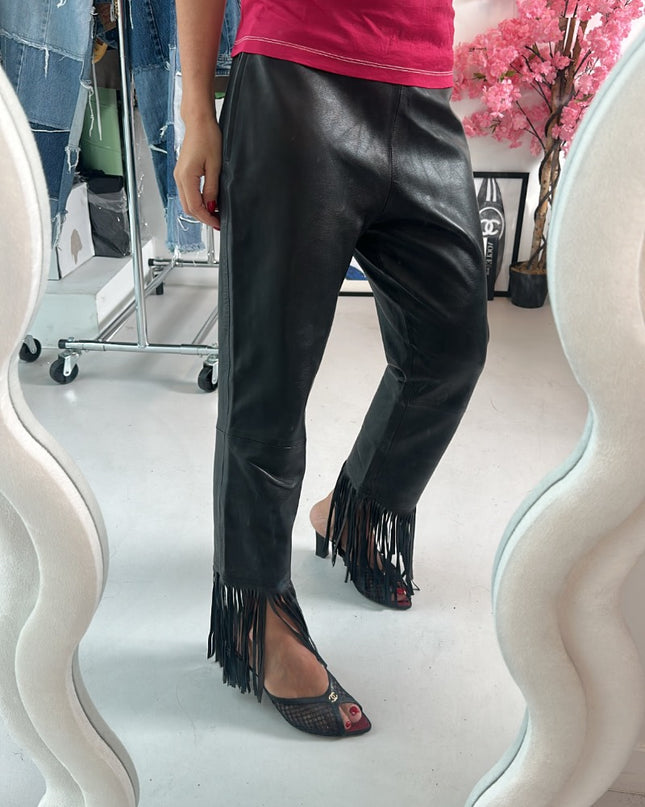 Pantalon en cuir à franges Taille 40 - 1