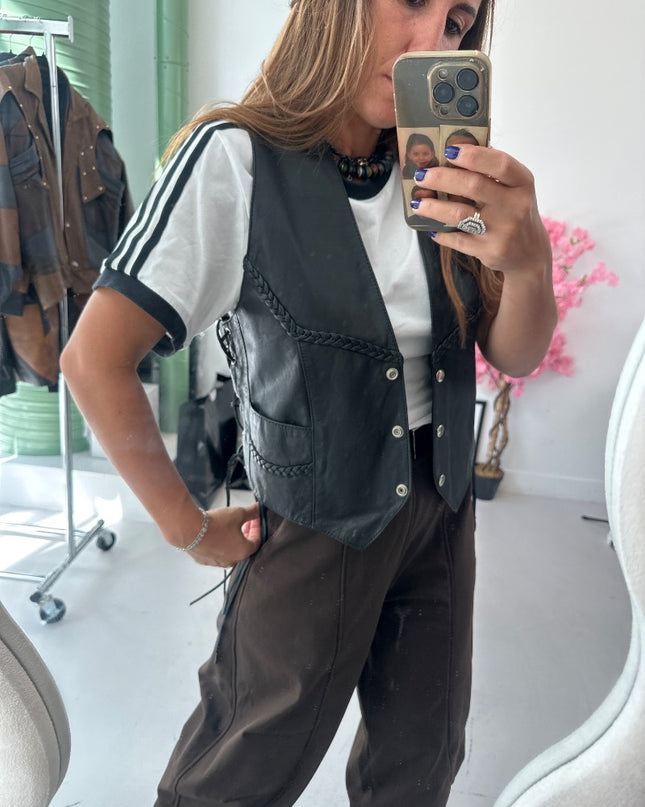Veste sans manche en cuir Ju - 2