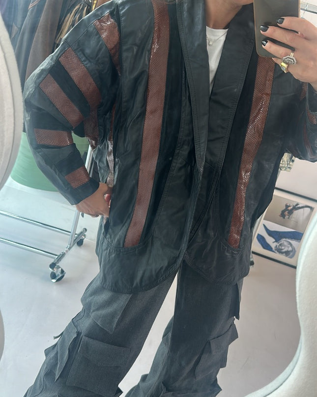 Blouson vintage cuir & python