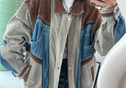 Blouson en daim&Jean vintage 2 en 1 - 1