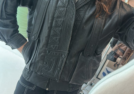 Veste en cuir rock noir