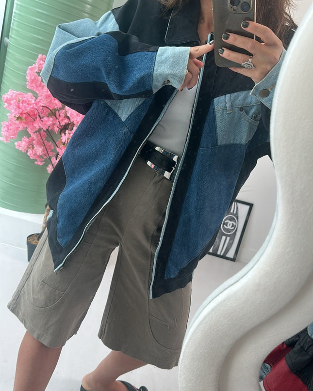 Veste en jean patchwork - 3