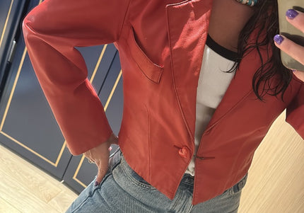 Blouson en cuir Christian dior avec bouton coeur - 4