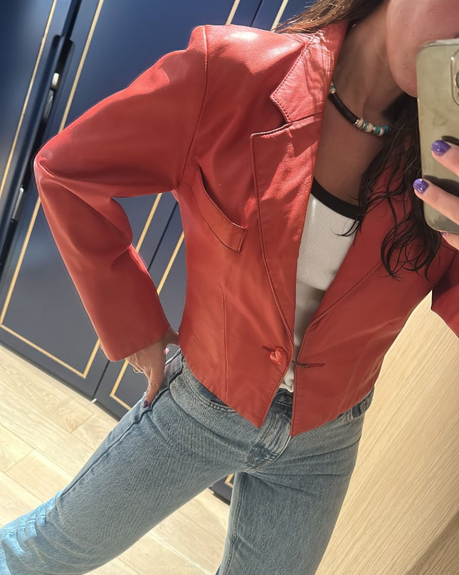 Blouson en cuir Christian dior avec bouton coeur - 4