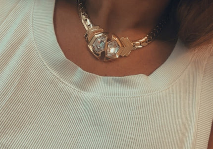 Collier vintage métal doré - 3