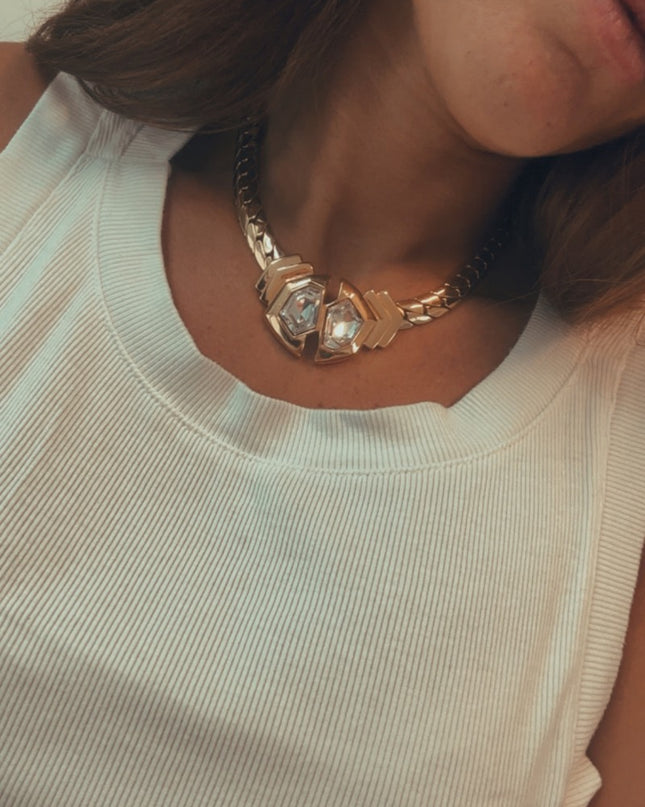 Collier vintage métal doré - 3