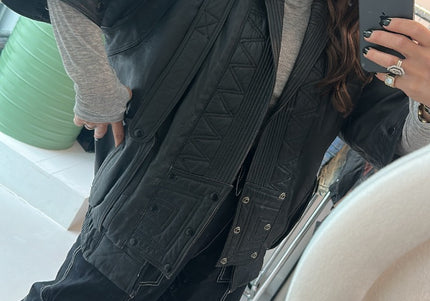 Veste en cuir rock noir