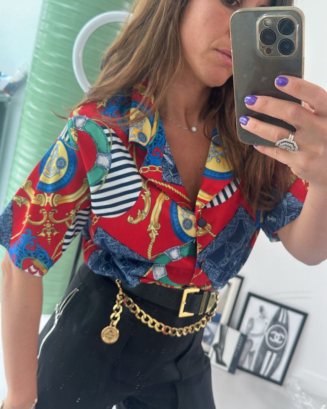 Chemise vintage motif chaînes T40 - 2
