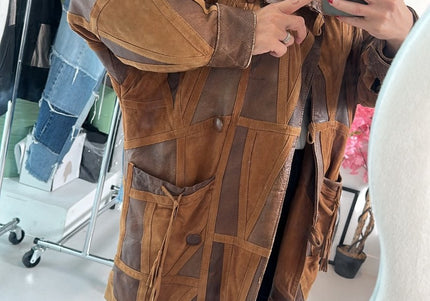 Veste patchwork marron - 1
