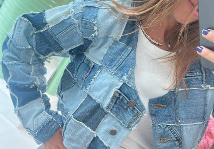 Gilet en jean patchwork taille unique - 2