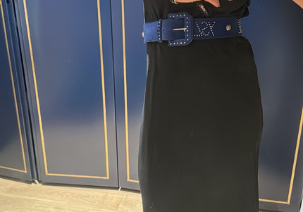 Ceinture YSL vintage bleu daim - 1