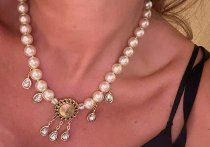 Collier bouton YSL upcycle - 2