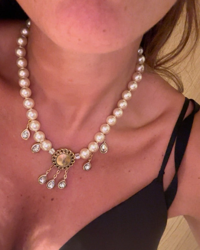 Collier bouton YSL upcycle - 2