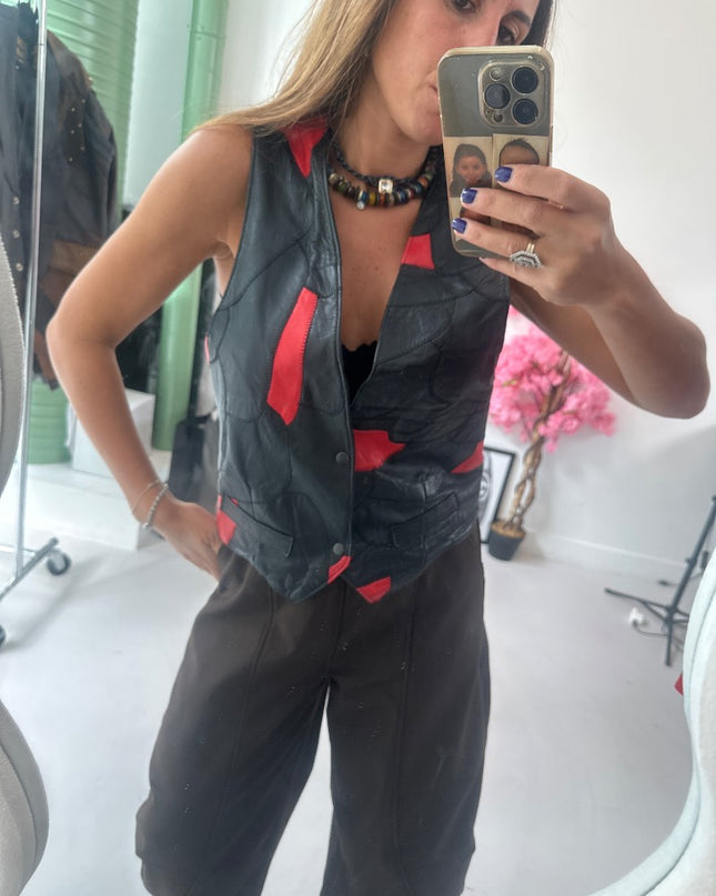 Gilet sans manches patchwork - 1