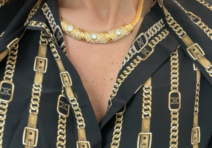 Collier ras de cou doré 80s