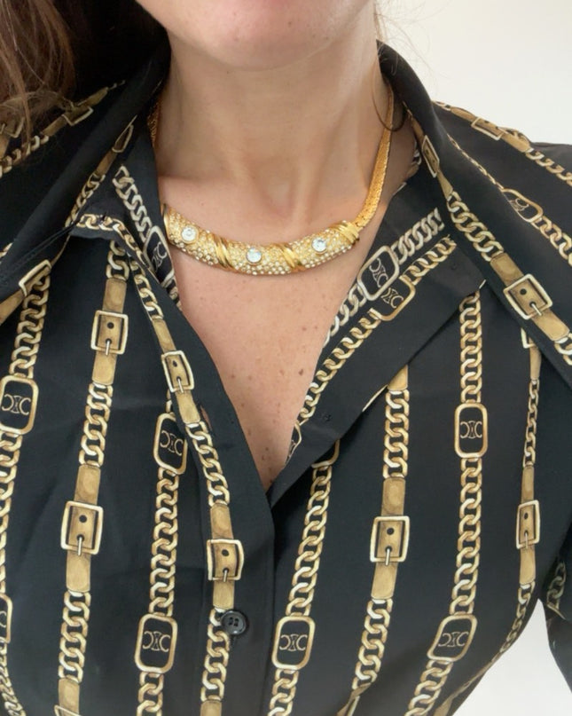 Collier ras de cou doré 80s