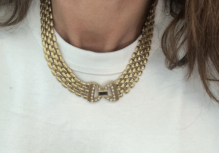Collier ras du cou plaqué or et strass - 3