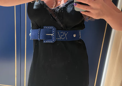Ceinture YSL vintage bleu daim - 3